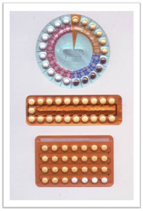 Immagini esemplificative di blister di diversi tipi di pillole contraccettive